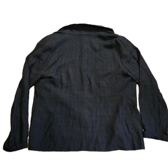 Eileen Fisher Open Cardigan Womens Large Italian Fabric Linen Blend Black EUC - Picture 8 of 9
